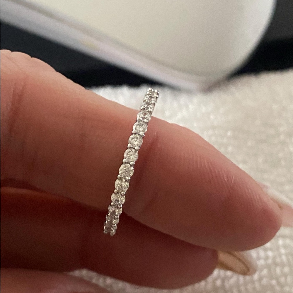 925 Sterling Silver CN FZN Cubic Zirconia Eternity Band Ring Size 7